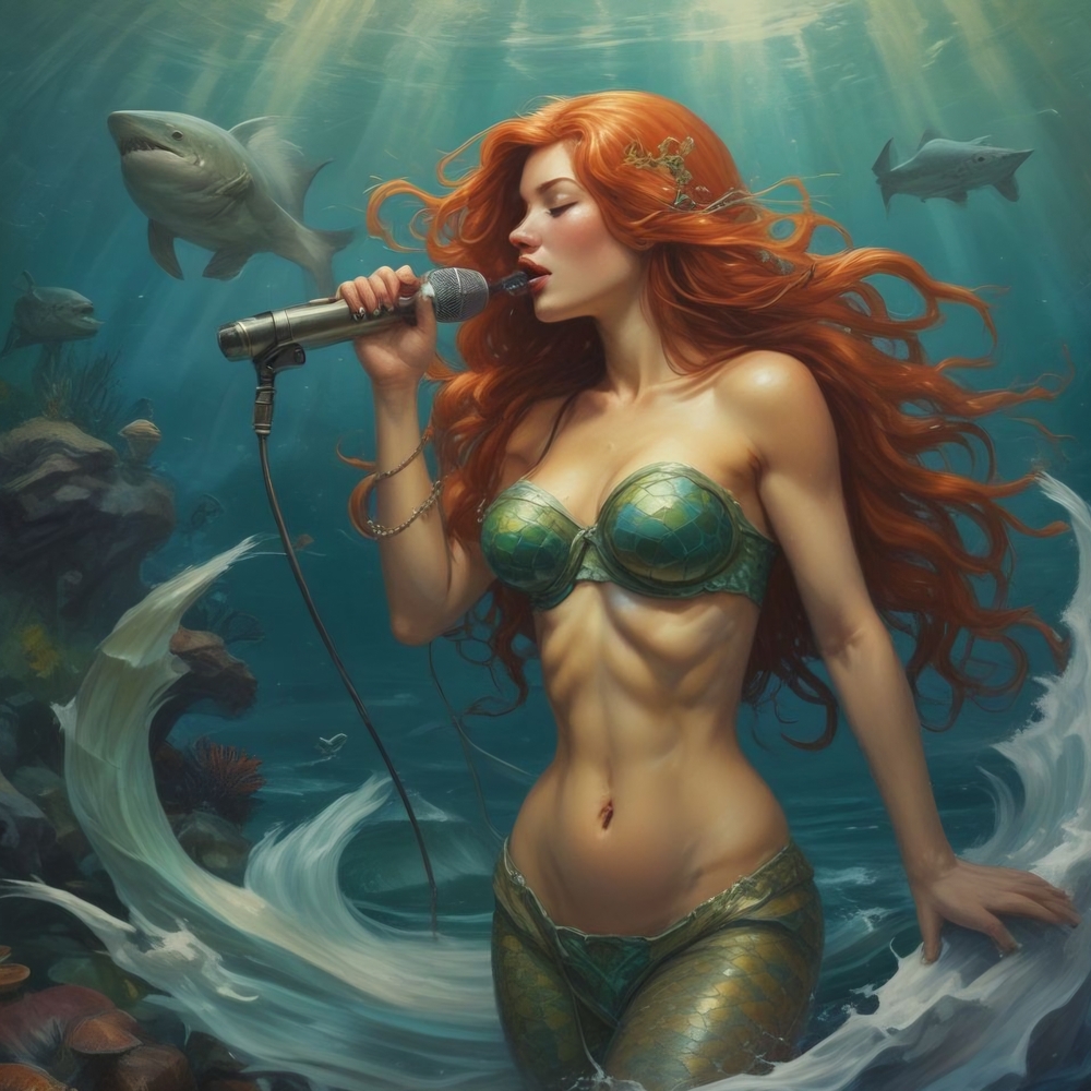 Mermaid Singing Art Print 8x10